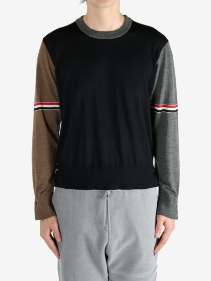 THOM BROWNE - Men Fun Mix Jersey Stitch Relaxed Fit Crew Neck Knitwear