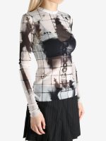 JEAN PAUL GAULTIER - Women Printed "Squeletor" Mesh Long Sleeves Top - Image 2