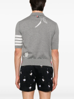 THOM BROWNE - Men Feather Jersey Intasia Ss Polo - Image 2