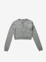 AURALEE - Women Cashmere Silk Knit Henley Neck Pullover - Image 4