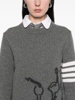 THOM BROWNE - Women Geese Jersey Intarsia Boxy Crew Neck Knitwear - Image 4