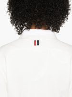 THOM BROWNE - Women Feather Jersey Intarsia Mix Stitch 3/4 Sleeve V Neck Cardigan - Image 4