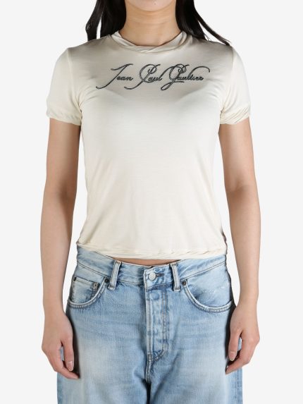JEAN PAUL GAULTIER - Women Printed "Tattoo" Thin Jersey Baby-Tee
