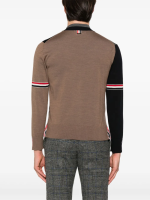 THOM BROWNE - Men Fun Mix Jersey Stitch Relaxed Fit V Neck Knitwear - Image 3