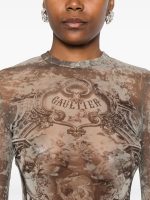 JEAN PAUL GAULTIER - Women Mesh Printed "Médaillon" Long Dress - Image 4