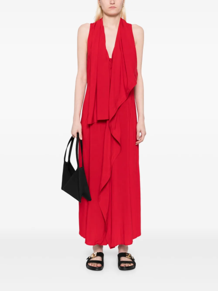 Red dress worn by a person, showing the dress's fit