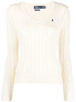 POLO RALRH LAUREN - Women Cable-Knit Cotton V-Neck Sweater - Image 4