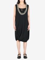 DRIES VAN NOTEN - Women Sleeveless Draped Beaded Neck Dress - Image 3