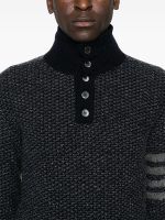 THOM BROWNE - Men Tonal Textured Stitch Funnel Neck Knitwear - Image 4