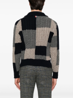 THOM BROWNE - Men Patchwork Baby Cable Intarsia Mock Neck Knitwear - Image 3