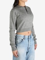 AURALEE - Women Cashmere Silk Knit Henley Neck Pullover - Image 2