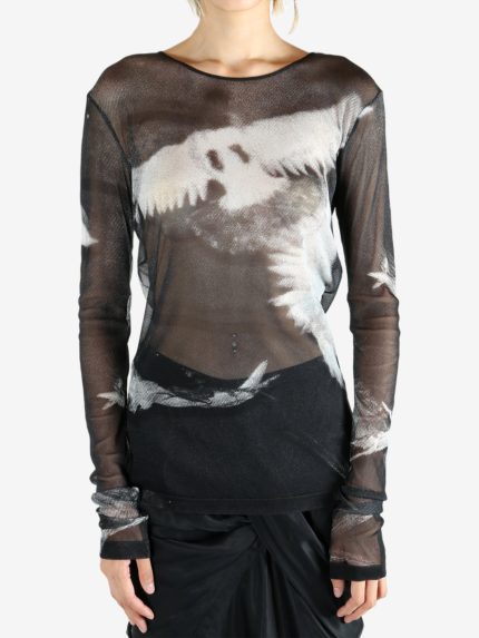 ANN DEMEULEMEESTER - Women Fiene Slim Fit Long Sleeve T-Shirt With "Angel Divine" Embroidery