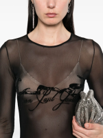 JEAN PAUL GAULTIER - Women Flock "Tattoo Ruban" Mesh Long Sleeved Top - Image 4