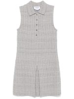 THOM BROWNE - Women Seersucker Knit Tweed Jacquard Sleeveless Polo Mini Dress - Image 5