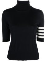 THOM BROWNE - Women Relaxed Fit Ss Turtleneck In Fine Merino Wool W/ 4 Bar Stripes - Image 5