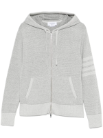 THOM BROWNE - Men Textured Striped Stitch Relaxed Fit Zip Up Hoodie - Image 5