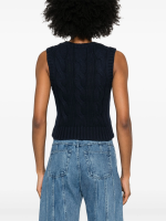 POLO RALPH LAUREN - Women Sleeveless Cable-Knit Sweater - Image 3