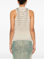 JEAN PAUL GAULTIER - Women Printed "Tattoo Rose & Bird" Double Layer Mesh Tank Top - Image 3