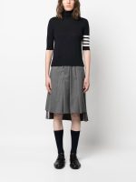 THOM BROWNE - Women Relaxed Fit Ss Turtleneck In Fine Merino Wool W/ 4 Bar Stripes