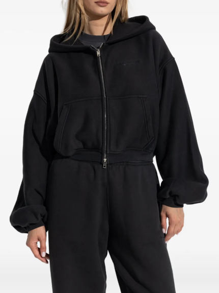 ALEXANDER WANG - Women Oversized Cropped Zip-Up Hoodie