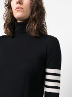 THOM BROWNE - Women Relaxed Fit Ss Turtleneck In Fine Merino Wool W/ 4 Bar Stripes - Image 4