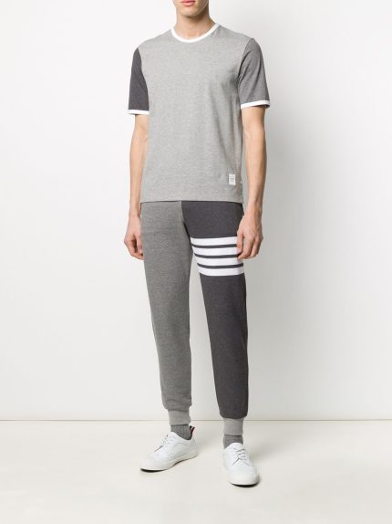 THOM BROWNE - Men Short Sleeve Ringer Tee In Medium Weight Jersey