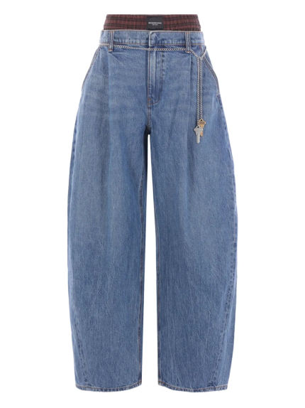 ALEXANDER WANG - Women Chain Belt Prestyled Oversized Pleated Jean