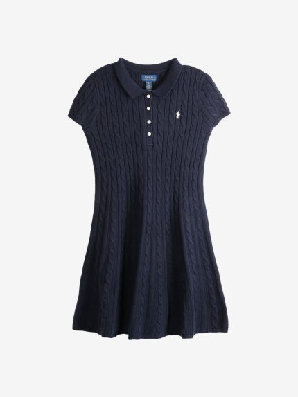 POLO RALPH LAUREN - Girls Short Sleeve Cotton Cable Knit Polo Dress