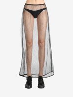 AMOMENTO - Women Sheer Lace Long Skirt