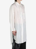YOHJI YAMAMOTO POUR HOMME - Men Silk Asymmetry Collar Shirt - Image 2
