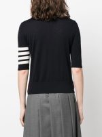 THOM BROWNE - Women Relaxed Fit Ss Turtleneck In Fine Merino Wool W/ 4 Bar Stripes - Image 3