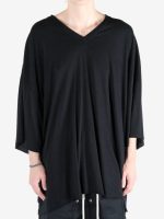Black t-shirt worn by a person, showing the t-shirt fit