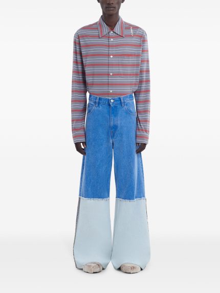 MARNI - Men Wide Leg Contrast Blue Jean with High Turn-Up