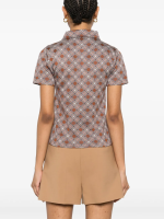 MIU MIU - Women Silk Check Polo Shirt - Image 3