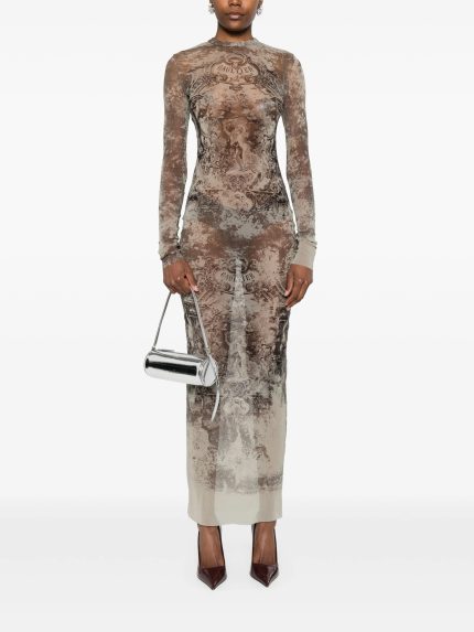 JEAN PAUL GAULTIER - Women Mesh Printed "Médaillon" Long Dress