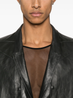 RICK OWENS - Men Leather Lido Coat - Image 4