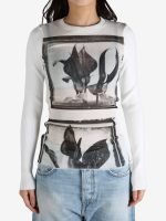 JEAN PAUL GAULTIER - Women Printed Flowers Sheer Long Sleeved Top