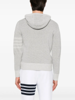 THOM BROWNE - Men Textured Striped Stitch Relaxed Fit Zip Up Hoodie - Image 3