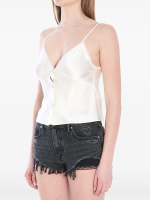 ALEXANDER WANG - Women Snap Front Cami Lace Trim Top - Image 2