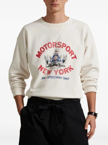 POLO RALPH LAUREN - Men Long-Sleeve Seasonal Fleece Print Motorsport Crewneck