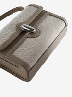 SAVETTE - Women Symmetry 19 In Herringbone Linen With Smooth Leath Bag - Image 3