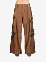 COMMUNS - Women Buckle Straps Loose Fit Pants