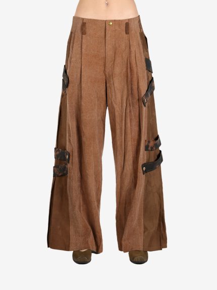 COMMUNS - Women Buckle Straps Loose Fit Pants