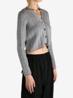 THOM BROWNE - Women Ladder Full Needle Rib Stitch V Neck Knitwear - Image 2