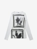JEAN PAUL GAULTIER - Women Printed Flowers Sheer Long Sleeved Top - Image 4