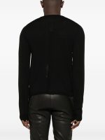 RICK OWENS - Men Cropped Biker Round Neck Sweater - Image 3
