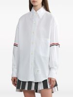 THOM BROWNE - Women Supersized Point Collar Shirt W/ Rwb Grosgrain Armbands In Oxford - Image 2