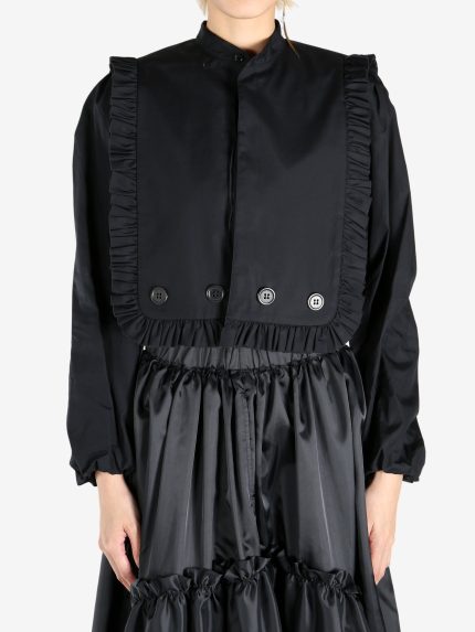 COMME DES GARCONS  NOIR - Women Ruffle Trimmed Stand Collar Long Sleeve Blouse