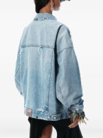 ALEXANDER WANG - Unisex Distressed Oversized Trucker Jacket With Hardware - Image 4