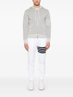THOM BROWNE - Men Textured Striped Stitch Relaxed Fit Zip Up Hoodie